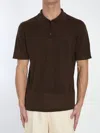 Roberto Collina Linen Knit Polo Shirt In Brown