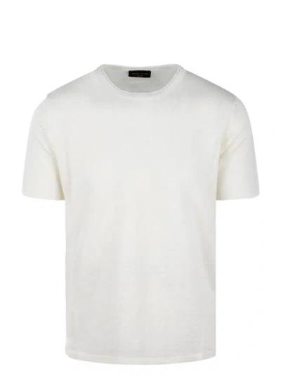 Roberto Collina Linen Knit Short Sleeve T-shirt In White