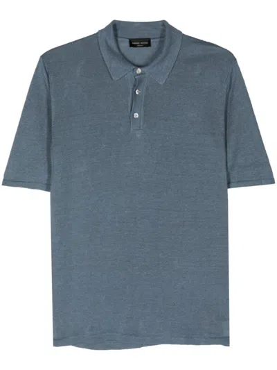 Roberto Collina Linen Polo. Clothing In Blue