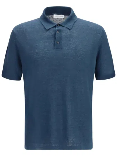 Roberto Collina Lightweight Linen Polo Shirt In Blue