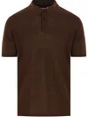 Roberto Collina Linen Knit Polo Shirt In Brown