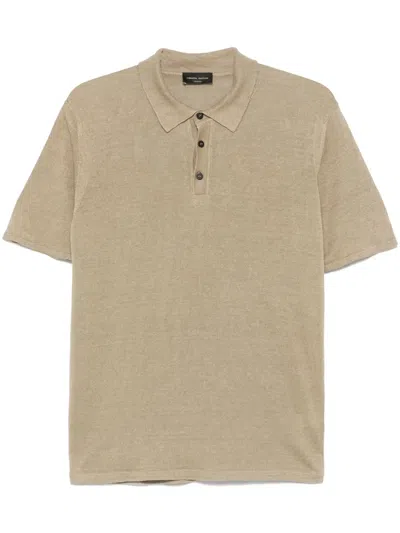 Roberto Collina Linen Polo Shirt In Neutrals