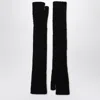 Roberto Collina Long Black Gloves In Cashmere And Silk Blend