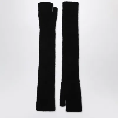 ROBERTO COLLINA ROBERTO COLLINA LONG BLACK GLOVES IN CASHMERE AND SILK BLEND