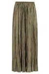 Roberto Collina Long Pleated Satin-finish Skirt In Green