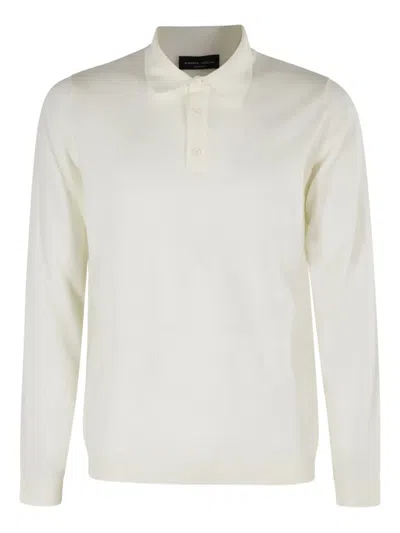 Roberto Collina Long-sleeve Buttoned Polo Shirt In Neutral