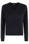 Roberto Collina Wool V Neck Sweater In Blue
