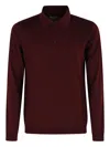 Roberto Collina Long Sleeve Ribbed Polo Shirt In Brown