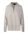 Roberto Collina Long Sleeve Ribbed Sweater In Gray