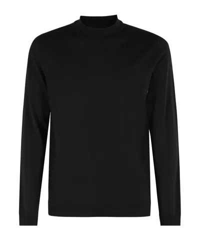Roberto Collina Long Sleeve Ribbed Sweatshirt In Black