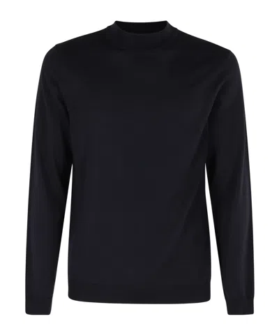 Roberto Collina Long Sleeve Ribbed Sweatshirt In Blue
