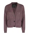 Roberto Collina Long-sleeved Cardigan Sweater In Burgundy