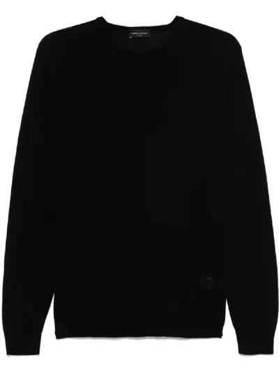 Roberto Collina Long-sleeved Crew Neck Sweater With Design In Black