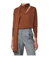 Roberto Collina Sweater Featuring Scarf And Cut-out Design In Brown