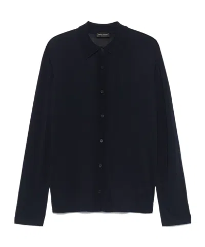 Roberto Collina Long-sleeved Knitted Shirt In Black
