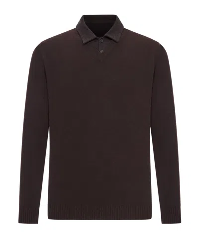Roberto Collina Long-sleeved Ribbed Detail Sweater In Black
