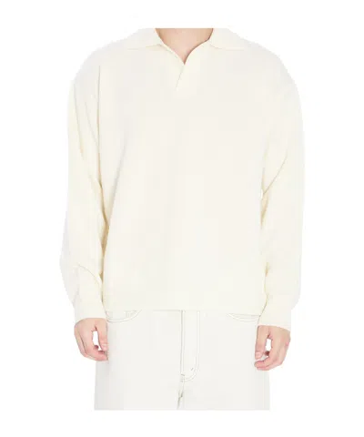 ROBERTO COLLINA V-NECK POLO-COLLAR SWEATER