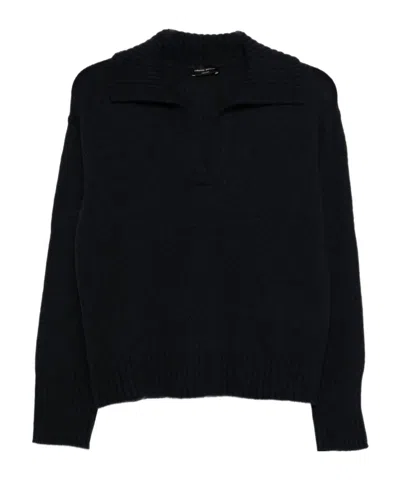 Roberto Collina Long-sleeved Ribbed Sweater In Black