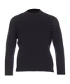 Roberto Collina Ribbed Hem Long Sleeve Crewneck Sweater In Black