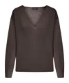 Roberto Collina Asymmetric V-neck Sweater In Black