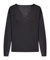 Roberto Collina Wool V-neck Sweater Long Sleeves In Black