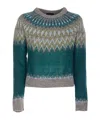 Roberto Collina Geometric Knitwear With Crew Neck And Long Sleeves In Green