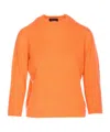 Roberto Collina Soft Knit Sweater With Ribbed Cuffs And Hem In Orange