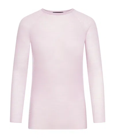 Roberto Collina Crewneck Sweater In Wool In Pink & Purple
