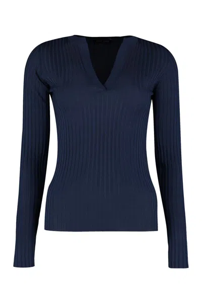 Roberto Collina Long-sleeved Top In Blue