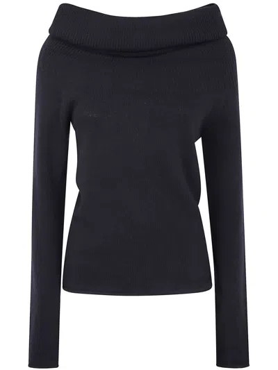 Roberto Collina Long Sleeves Boat Neck Sweater Clothing In Black