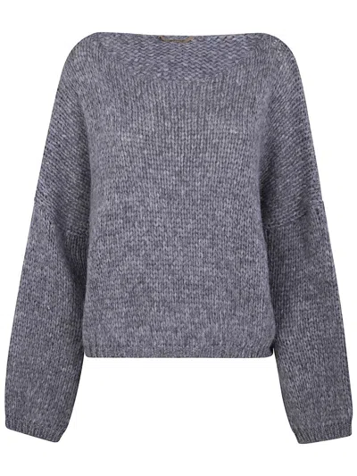 Roberto Collina Long Sleeves Boat Neck Sweater Clothing In Gray