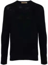 Roberto Collina Black Crew Neck Wool Sweater In Blue