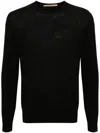 Roberto Collina Black Crew Neck Wool Sweater In Black