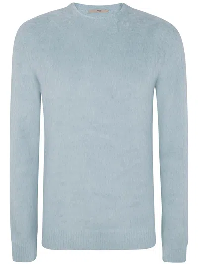 Roberto Collina Long Sleeves Pressed Gauze Round Neck Sweater Clothing In Blue