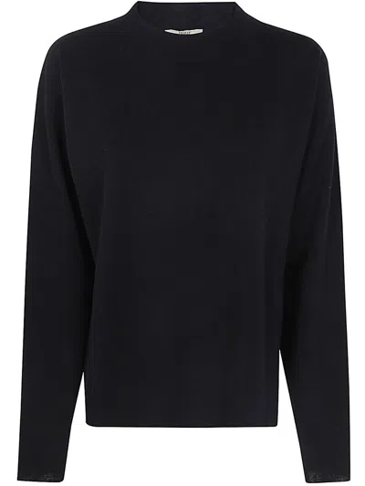Roberto Collina Long Sleeves Round Neck Sweater In Black