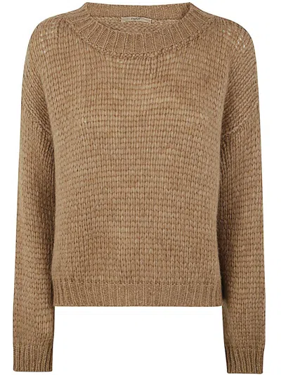 Roberto Collina Long Sleeves Round Neck Sweater Clothing In Brown