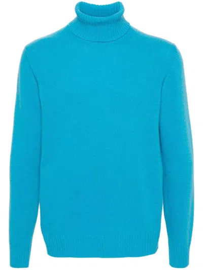Roberto Collina Long Sleeves Turtle Neck Clothing In Blue