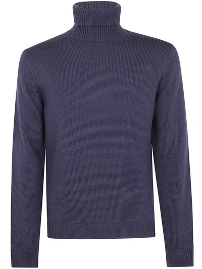 Roberto Collina Long Sleeves Turtle Neck Sweater Clothing In Blue