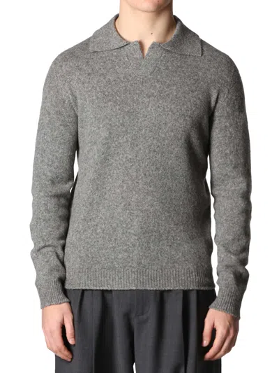 Roberto Collina Long-sleeve Collared Polo Shirt In Gray
