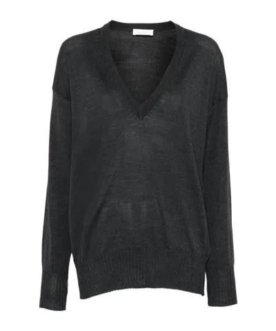 Roberto Collina Long-sleeved Ribbed Sweater In Black