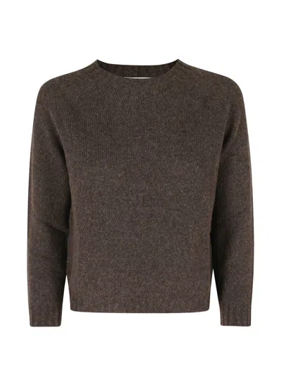 Roberto Collina Maglia Girocollo Camel Wool Jumper In Brown
