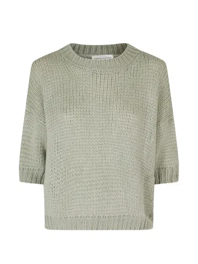 Roberto Collina Maglia Girocollo Chunky-knit Short-sleeve Sweatshirt In Green