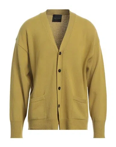 Roberto Collina Man Cardigan Acid Green Size 42 Wool, Cashmere In Yellow