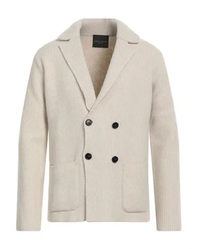 Roberto Collina Man Cardigan Beige Size 46 Merino Wool, Cashmere In White