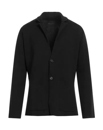 Roberto Collina Man Cardigan Black Size 40 Merino Wool In Black