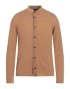 Roberto Collina Man Cardigan Camel Size 38 Cotton In Beige