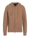 Roberto Collina Man Cardigan Camel Size 42 Cotton, Nylon, Elastane In Beige