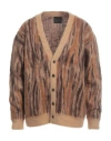 Roberto Collina Man Cardigan Camel Size 46 Mohair Wool, Nylon, Wool