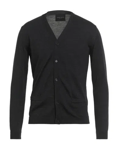 Roberto Collina Man Cardigan Charcoal Size 38 Merino Wool In Gray