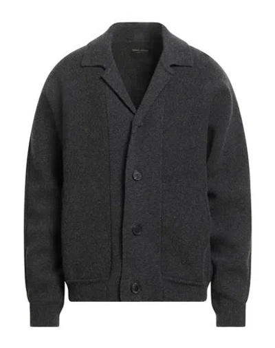 Roberto Collina Man Cardigan Charcoal Size 38 Wool